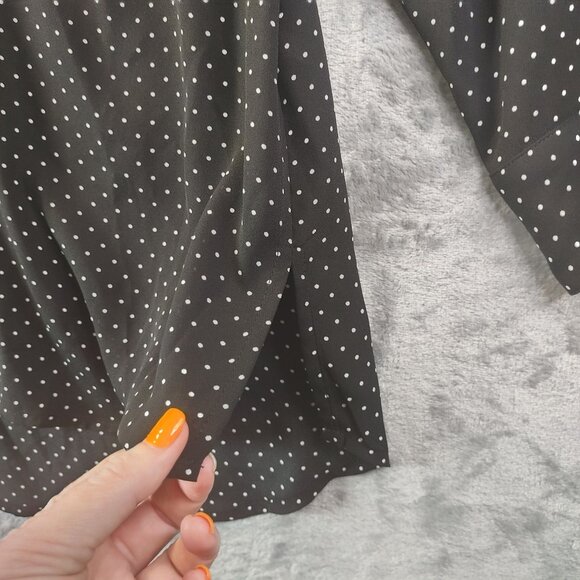Lane Bryant Women’s 18/20 Black Polka Dot Blouse ButtonUp Career Office Plussize - Picture 8 of 12